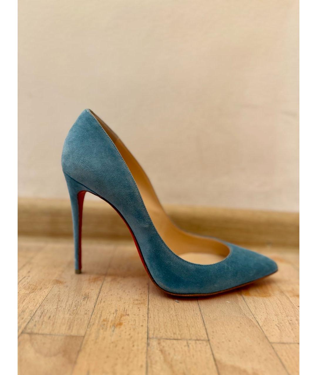CHRISTIAN LOUBOUTIN Голубые замшевые туфли, фото 9