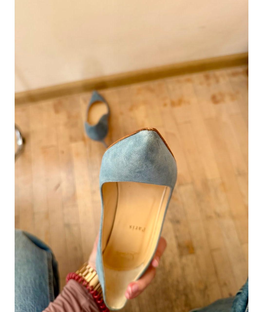 CHRISTIAN LOUBOUTIN Голубые замшевые туфли, фото 8