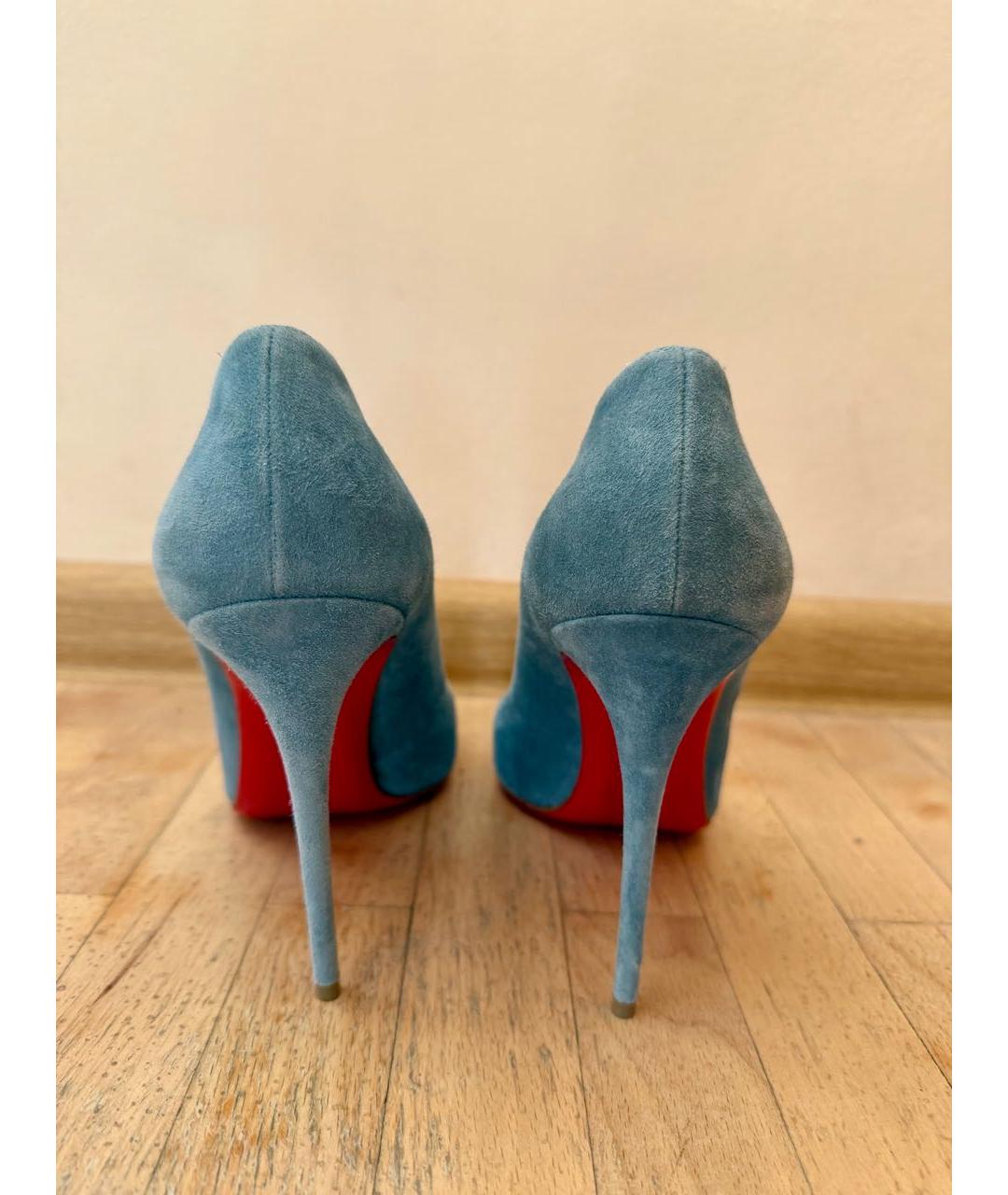 CHRISTIAN LOUBOUTIN Голубые замшевые туфли, фото 4