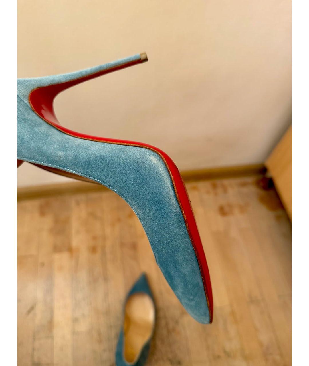 CHRISTIAN LOUBOUTIN Голубые замшевые туфли, фото 7
