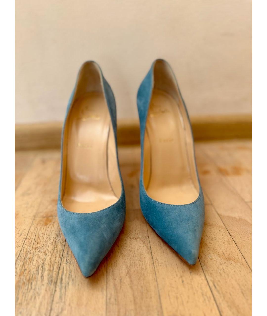 CHRISTIAN LOUBOUTIN Голубые замшевые туфли, фото 2