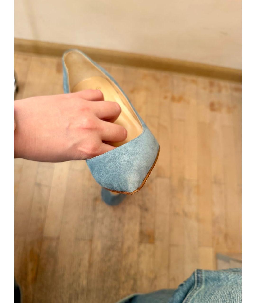 CHRISTIAN LOUBOUTIN Голубые замшевые туфли, фото 5