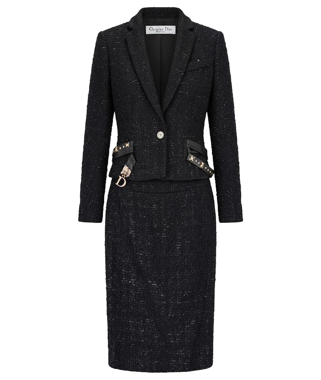 CHRISTIAN DIOR Черный шерстяной костюм с юбками, фото 1