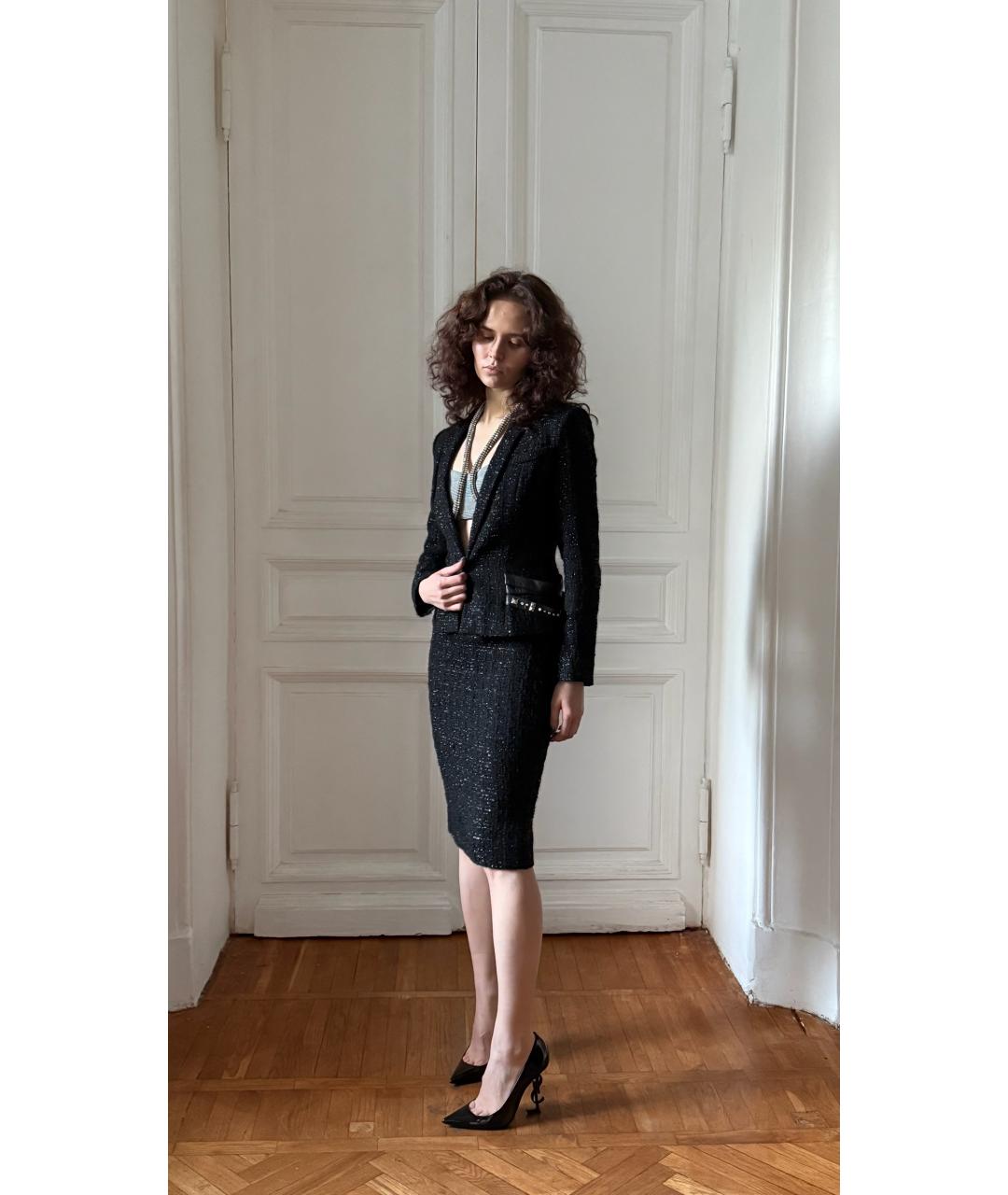CHRISTIAN DIOR Черный шерстяной костюм с юбками, фото 8