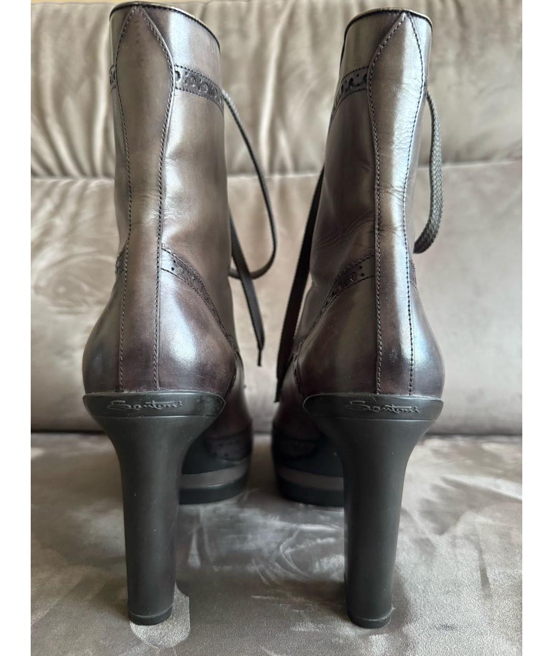 SANTONI Антрацитовые кожаные ботильоны, фото 3