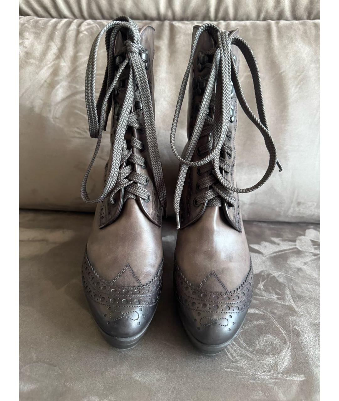 SANTONI Антрацитовые кожаные ботильоны, фото 2