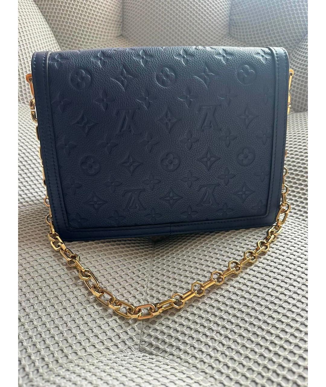 LOUIS VUITTON Темно-синяя кожаная сумка с короткими ручками, фото 3