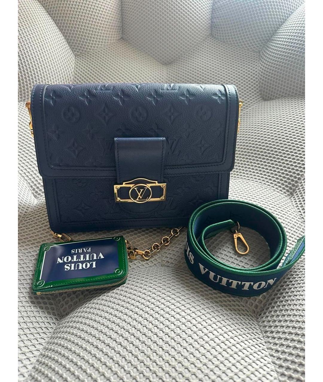 LOUIS VUITTON Темно-синяя кожаная сумка с короткими ручками, фото 2