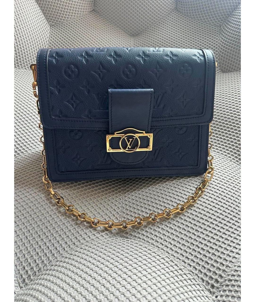 LOUIS VUITTON Темно-синяя кожаная сумка с короткими ручками, фото 8