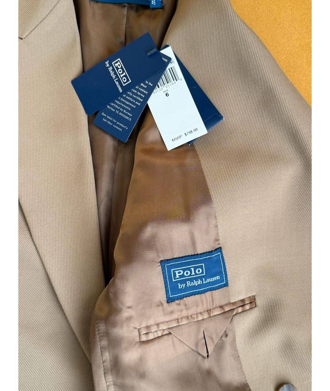 POLO RALPH LAUREN Бежевое шерстяное пальто, фото 4