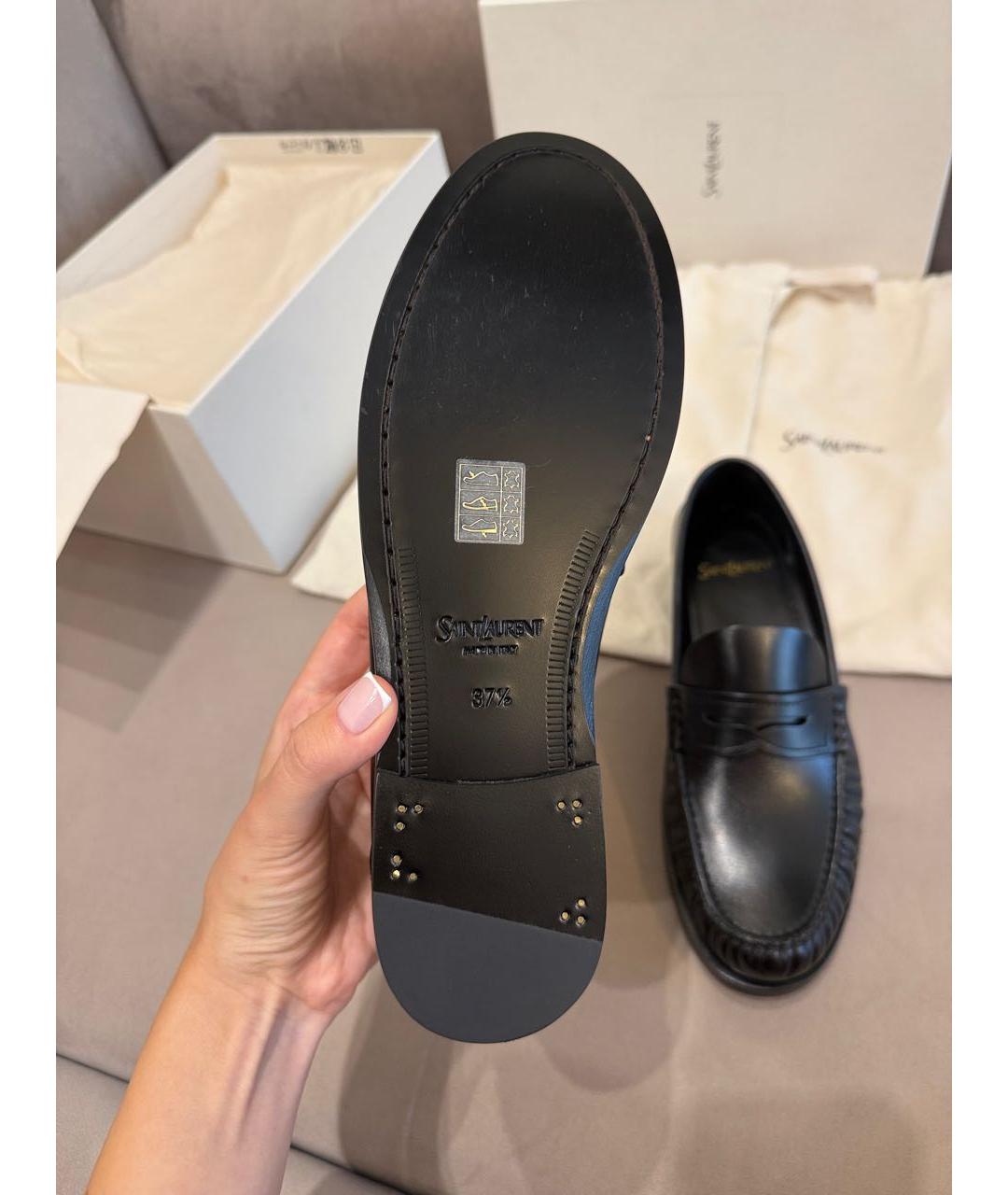 SAINT LAURENT Черные кожаные лоферы, фото 5