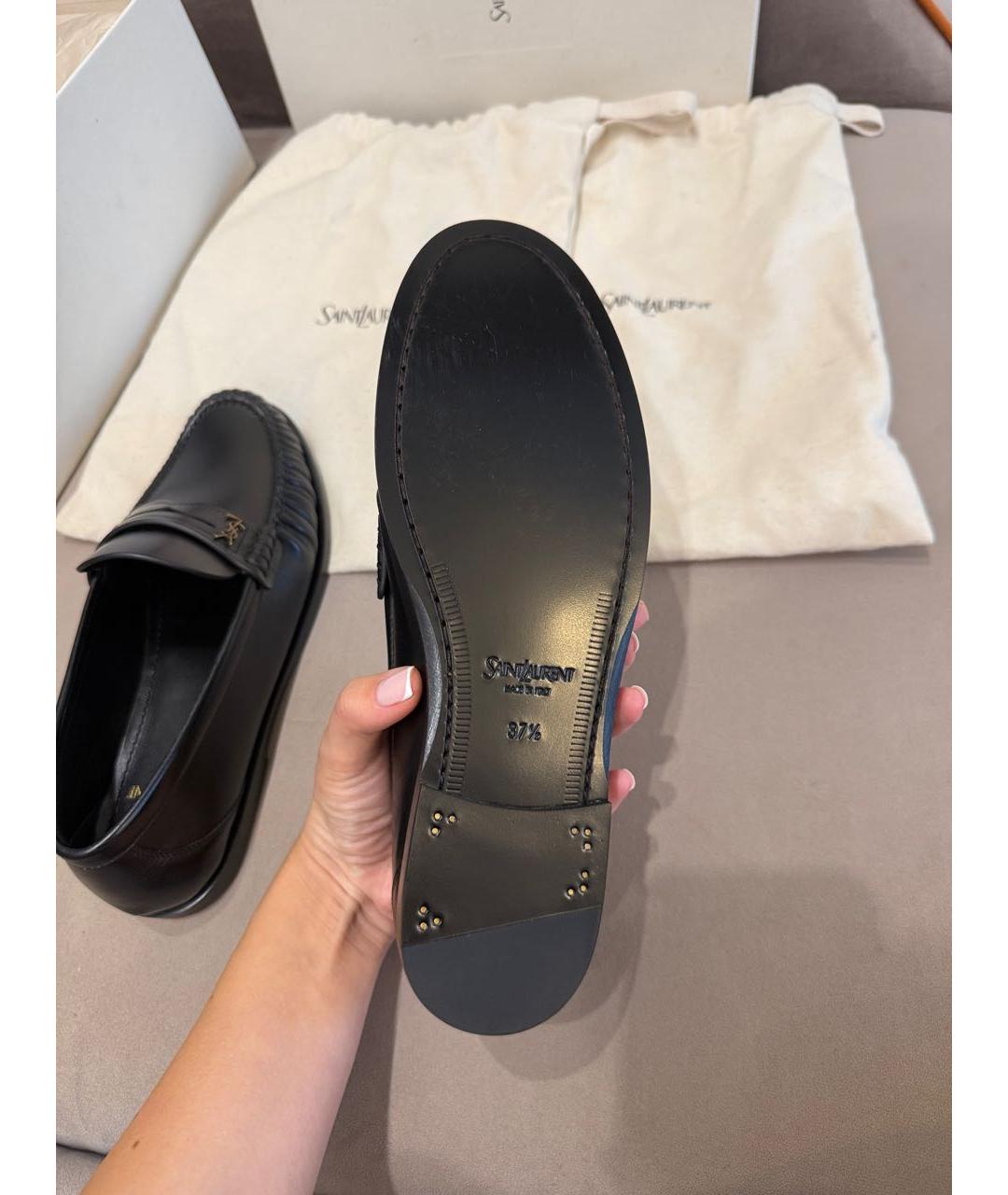 SAINT LAURENT Черные кожаные лоферы, фото 7