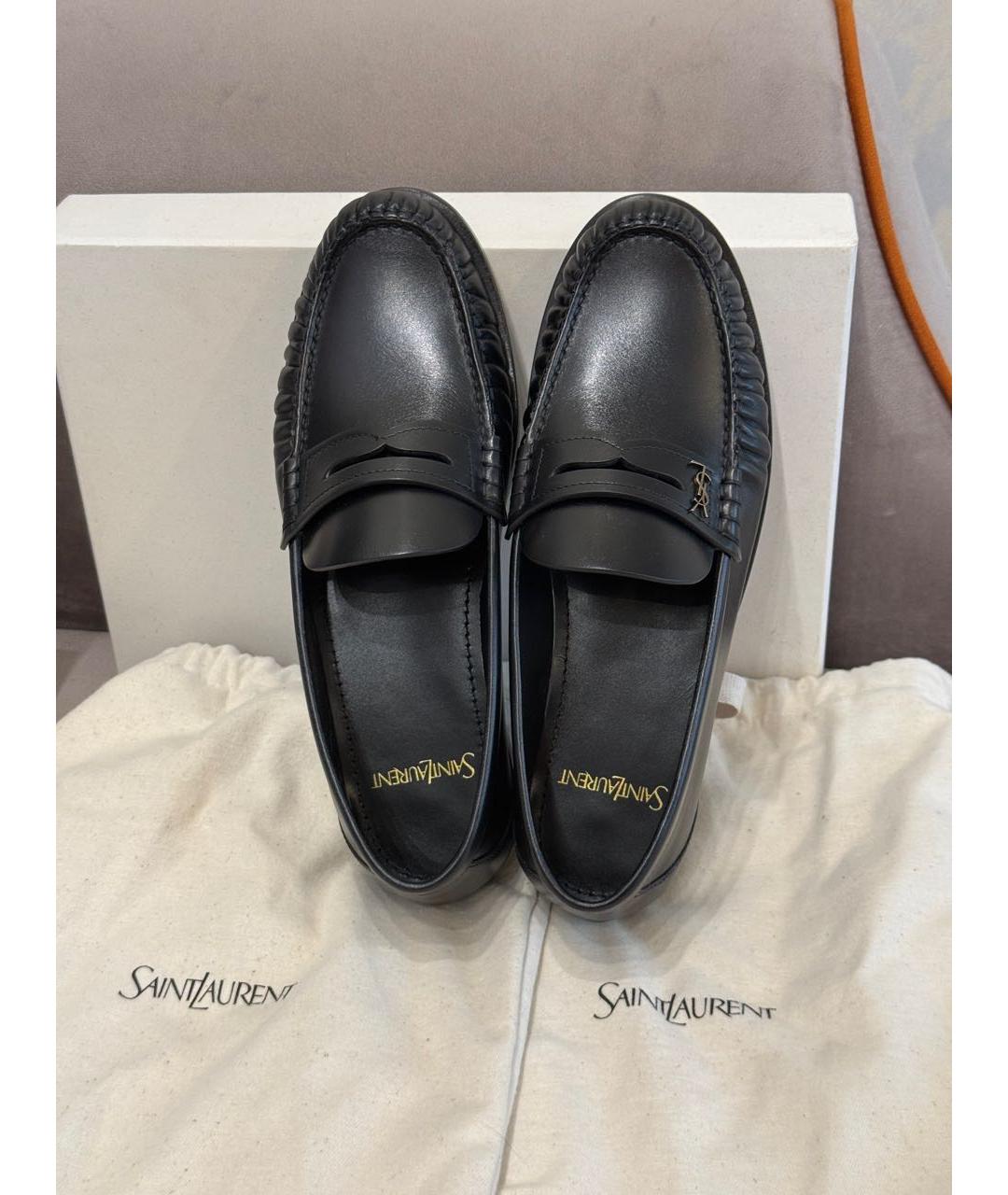 SAINT LAURENT Черные кожаные лоферы, фото 2