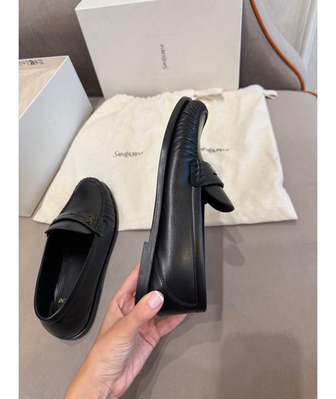 SAINT LAURENT Черные кожаные лоферы, фото 6