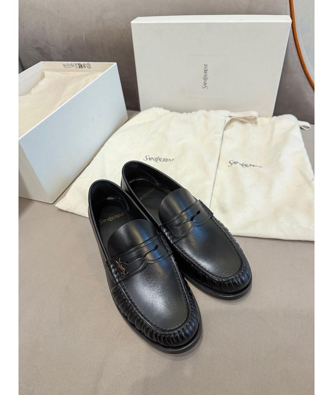 SAINT LAURENT Черные кожаные лоферы, фото 8