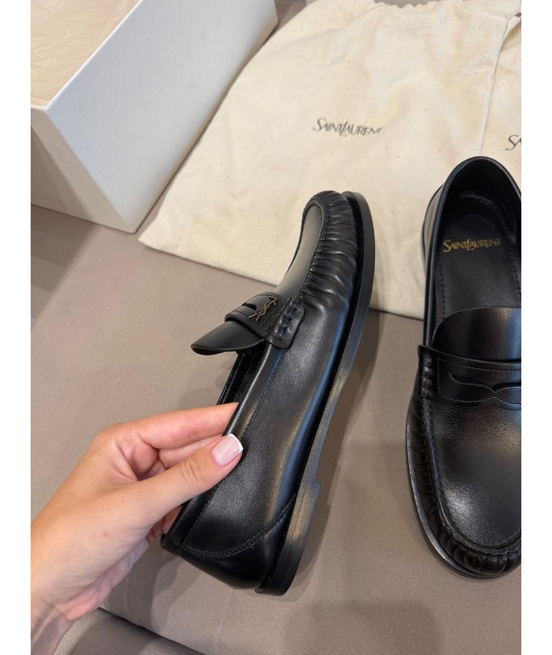 SAINT LAURENT Черные кожаные лоферы, фото 4