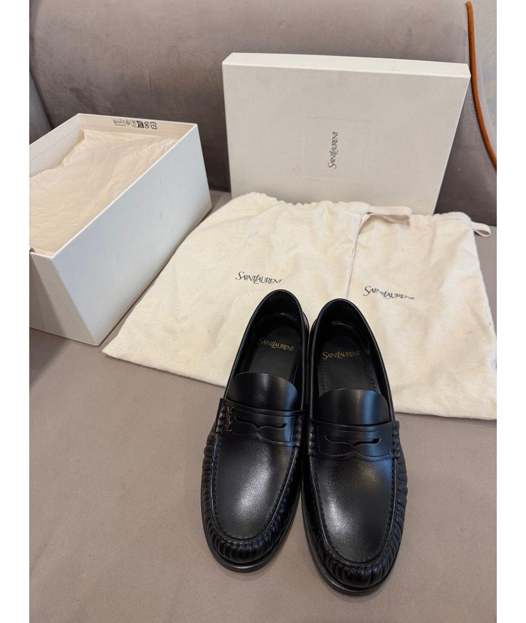 SAINT LAURENT Черные кожаные лоферы, фото 3