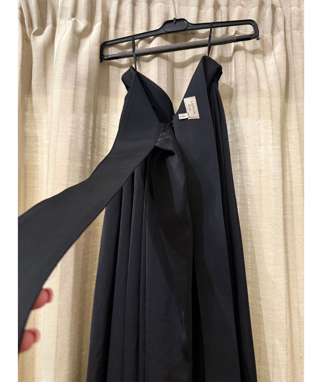LANVIN Черная полиэстеровая юбка макси, фото 3