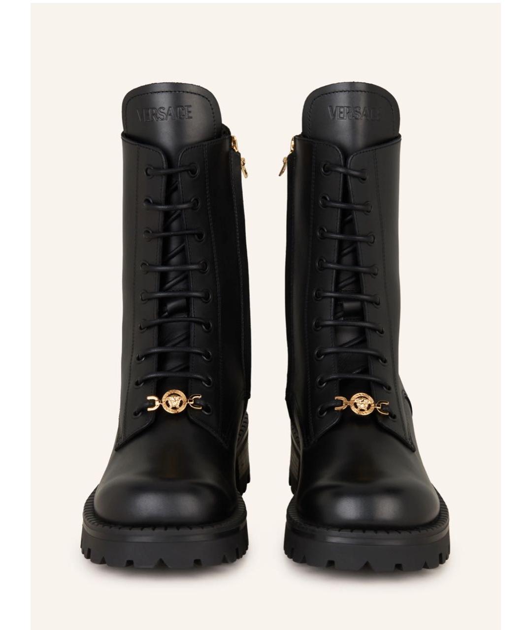 VERSACE Черные кожаные ботинки, фото 4