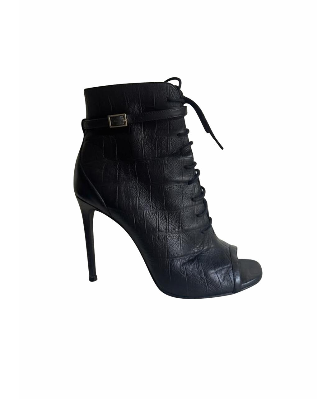 SAINT LAURENT Черные кожаные ботильоны, фото 1