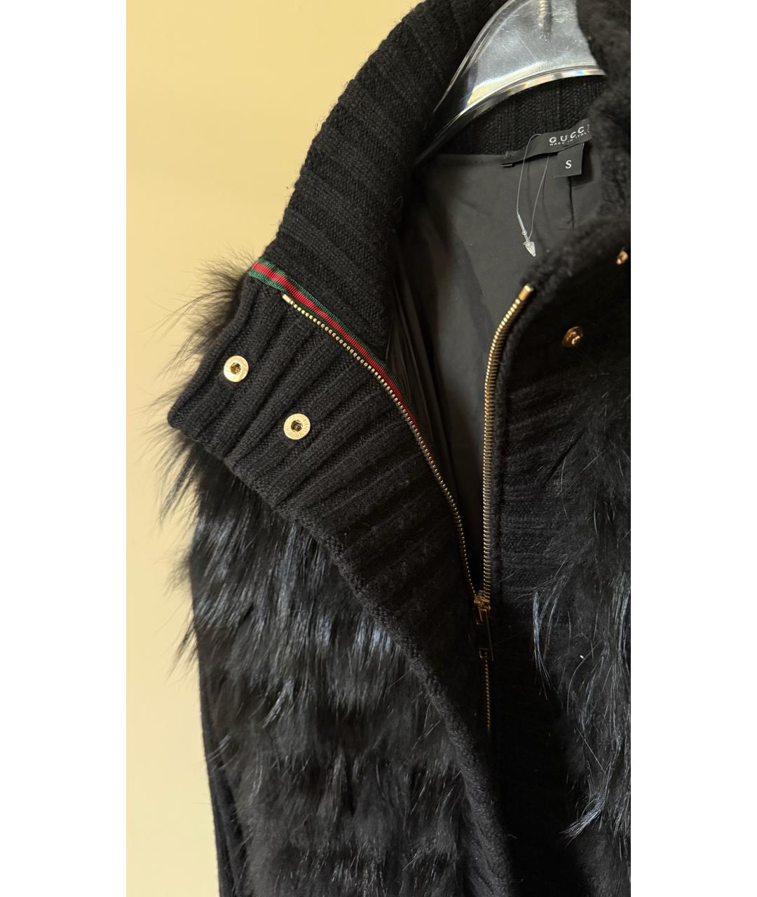 GUCCI Черный меховой кардиган, фото 5