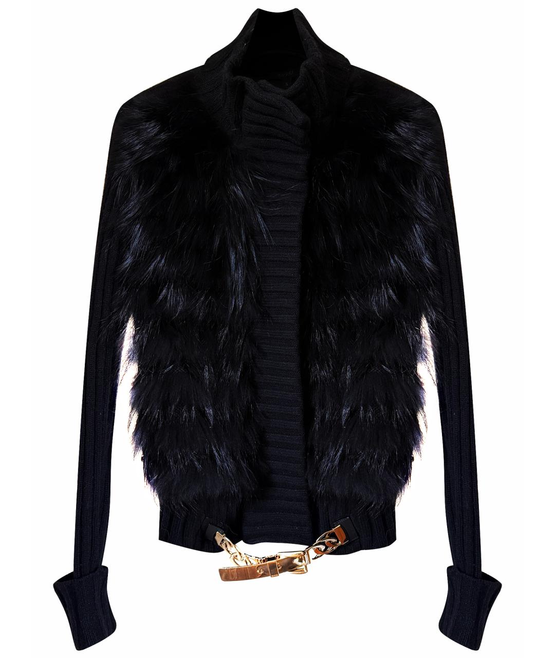 GUCCI Черный меховой кардиган, фото 1