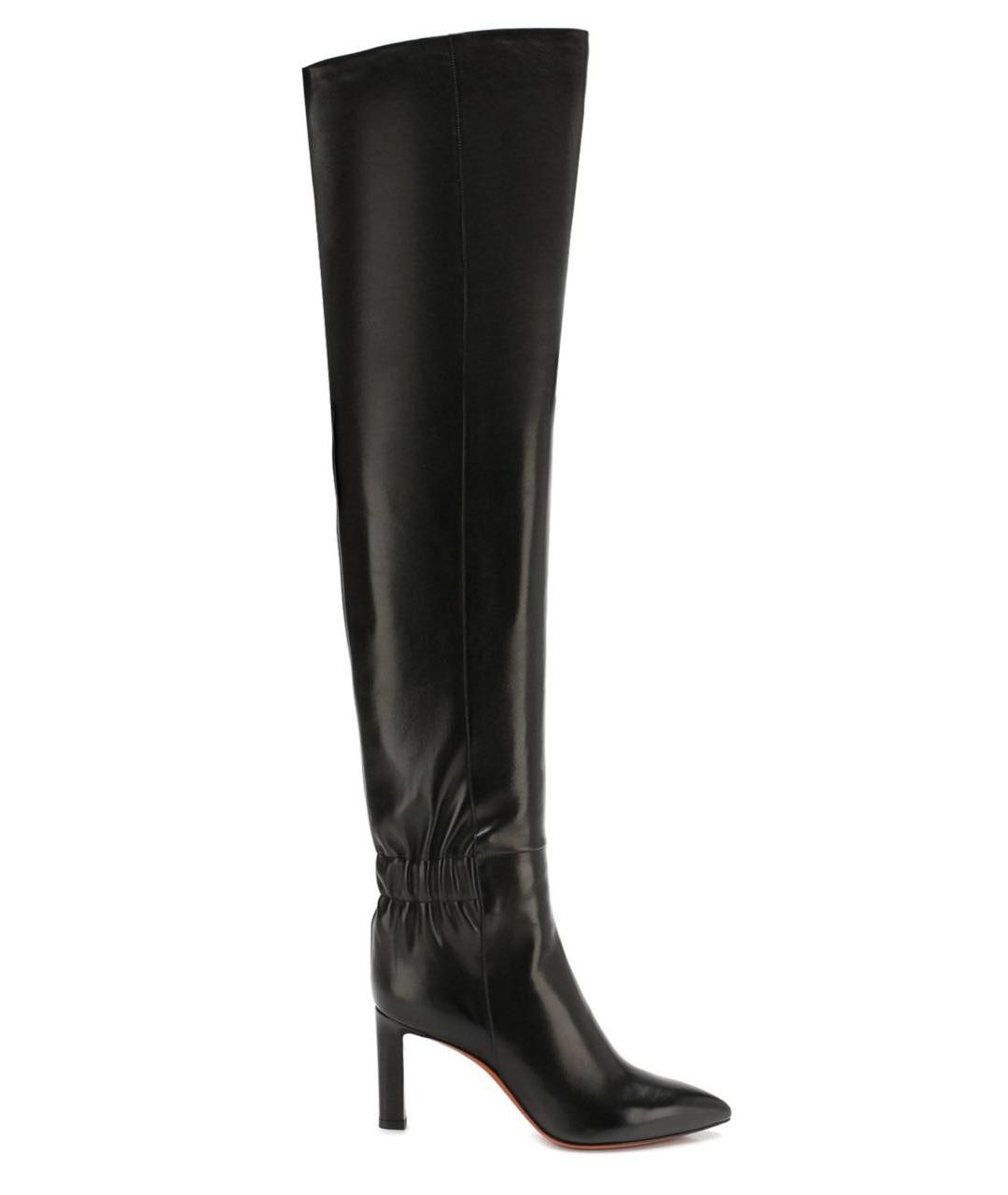 SANTONI Черные кожаные ботфорты, фото 1