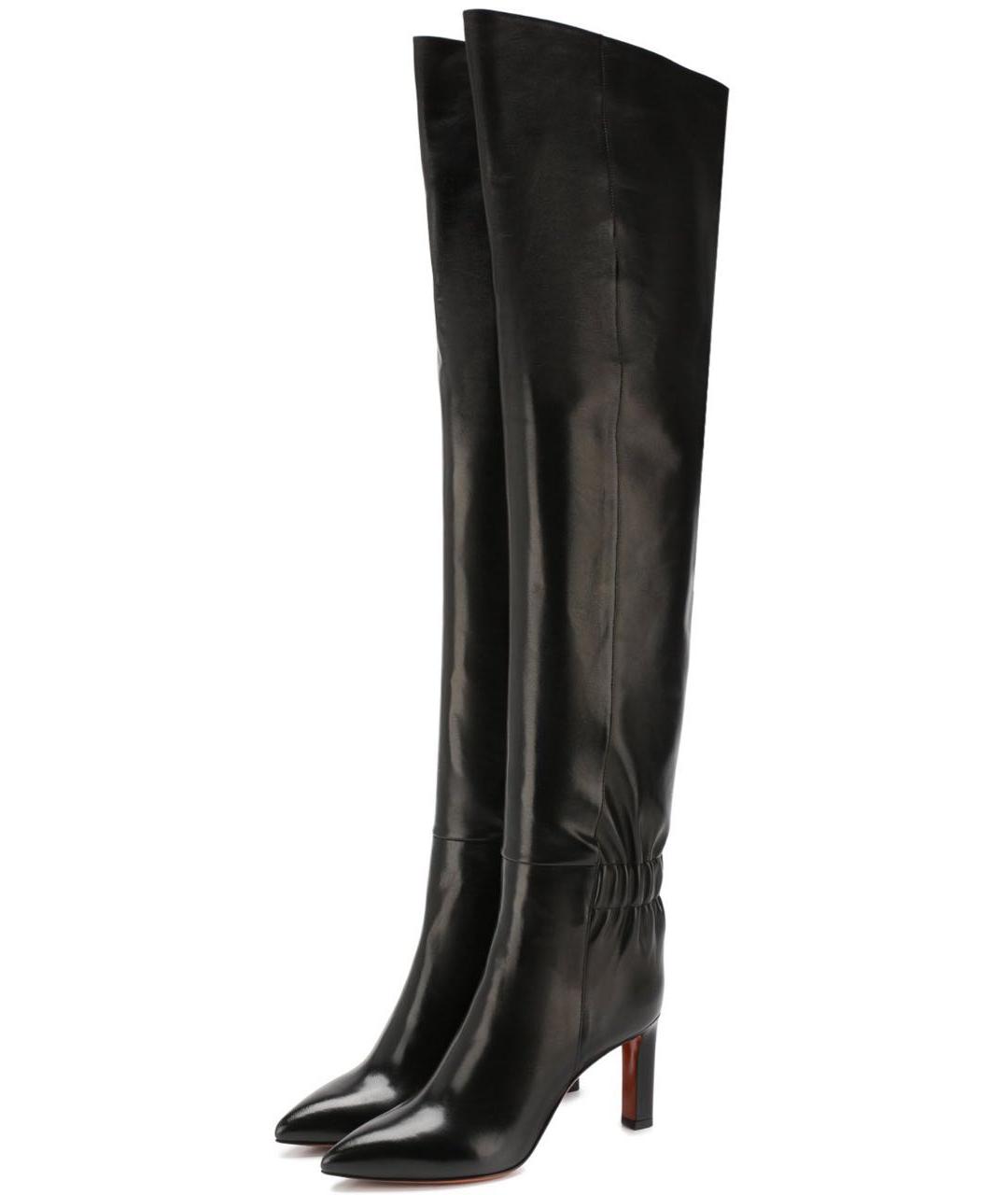 SANTONI Черные кожаные ботфорты, фото 5
