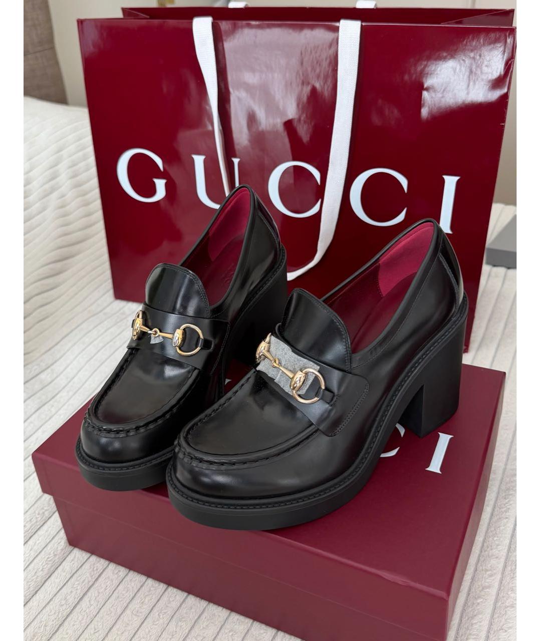 GUCCI Черные кожаные лоферы, фото 6