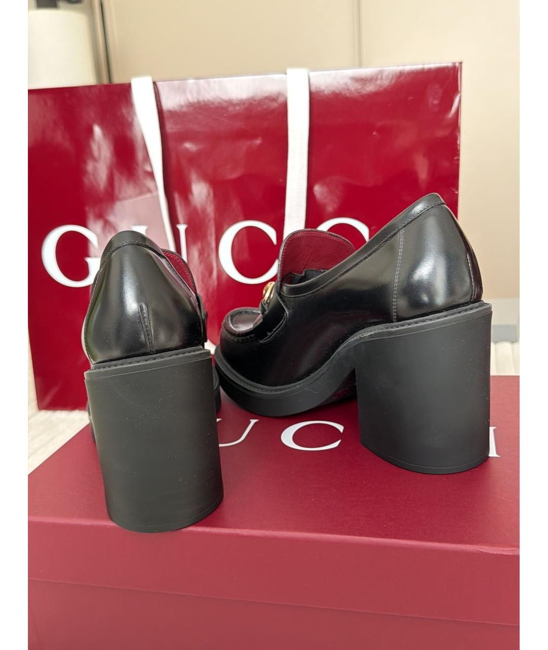 GUCCI Черные кожаные лоферы, фото 4