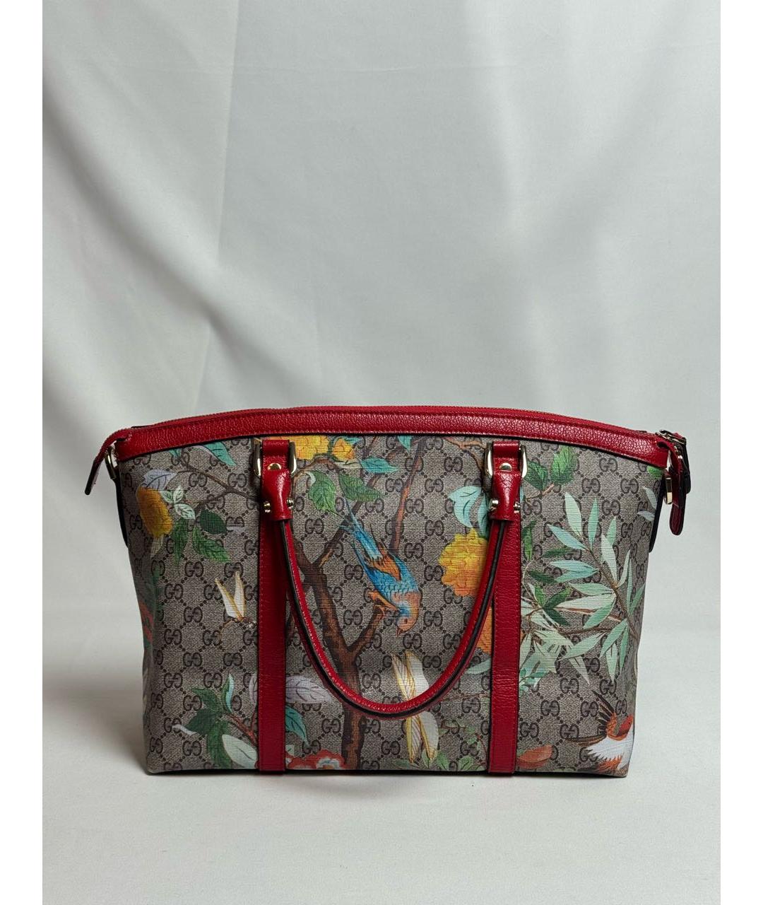 GUCCI Бежевая сумка с короткими ручками из канвы, фото 3