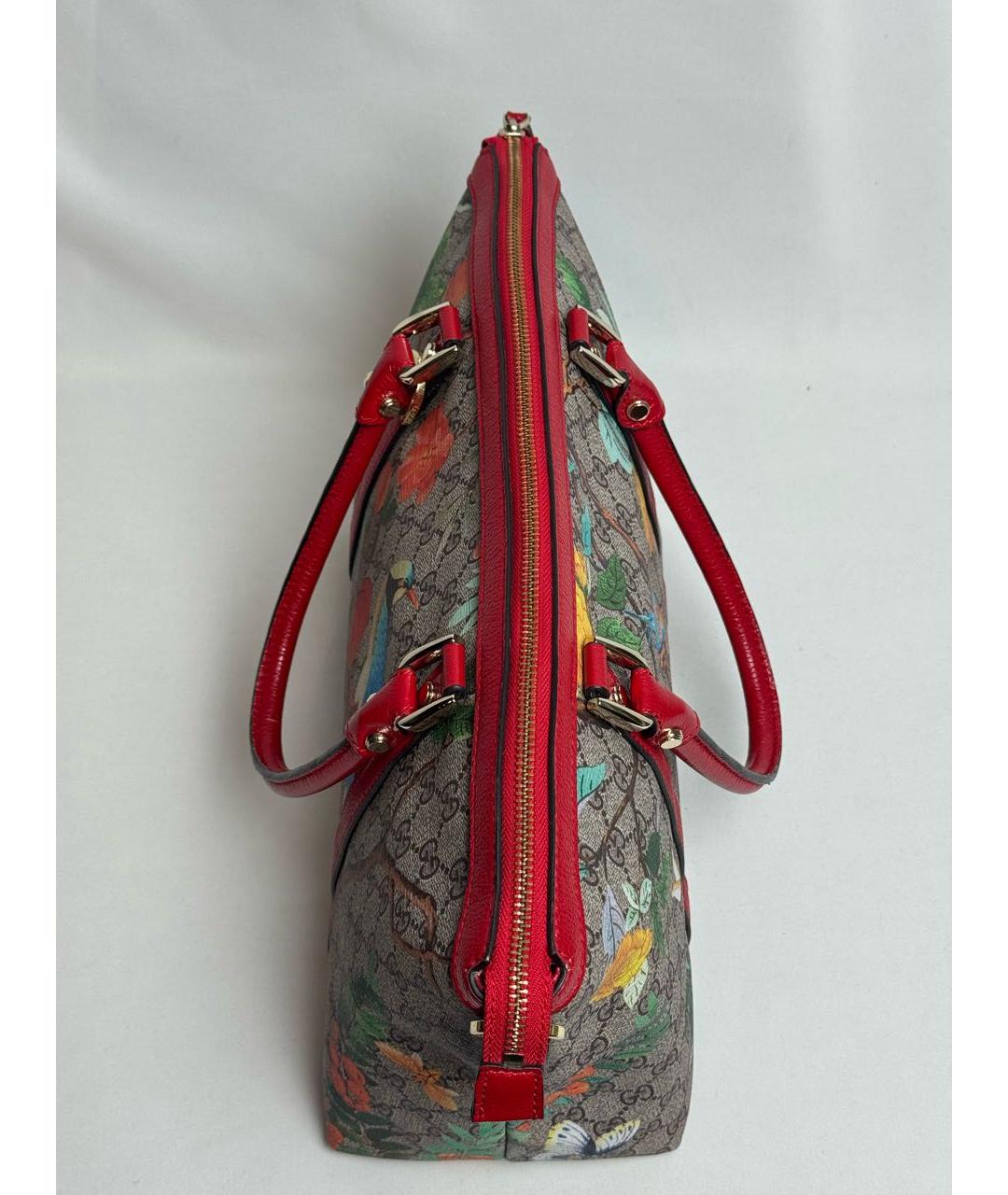 GUCCI Бежевая сумка с короткими ручками из канвы, фото 5