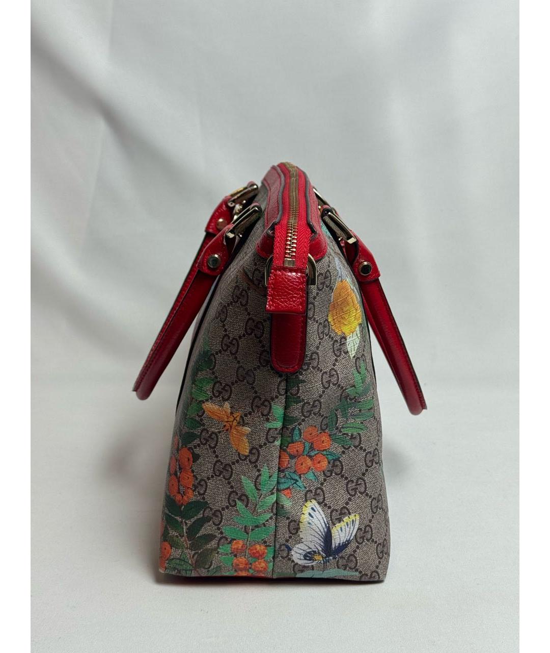 GUCCI Бежевая сумка с короткими ручками из канвы, фото 4