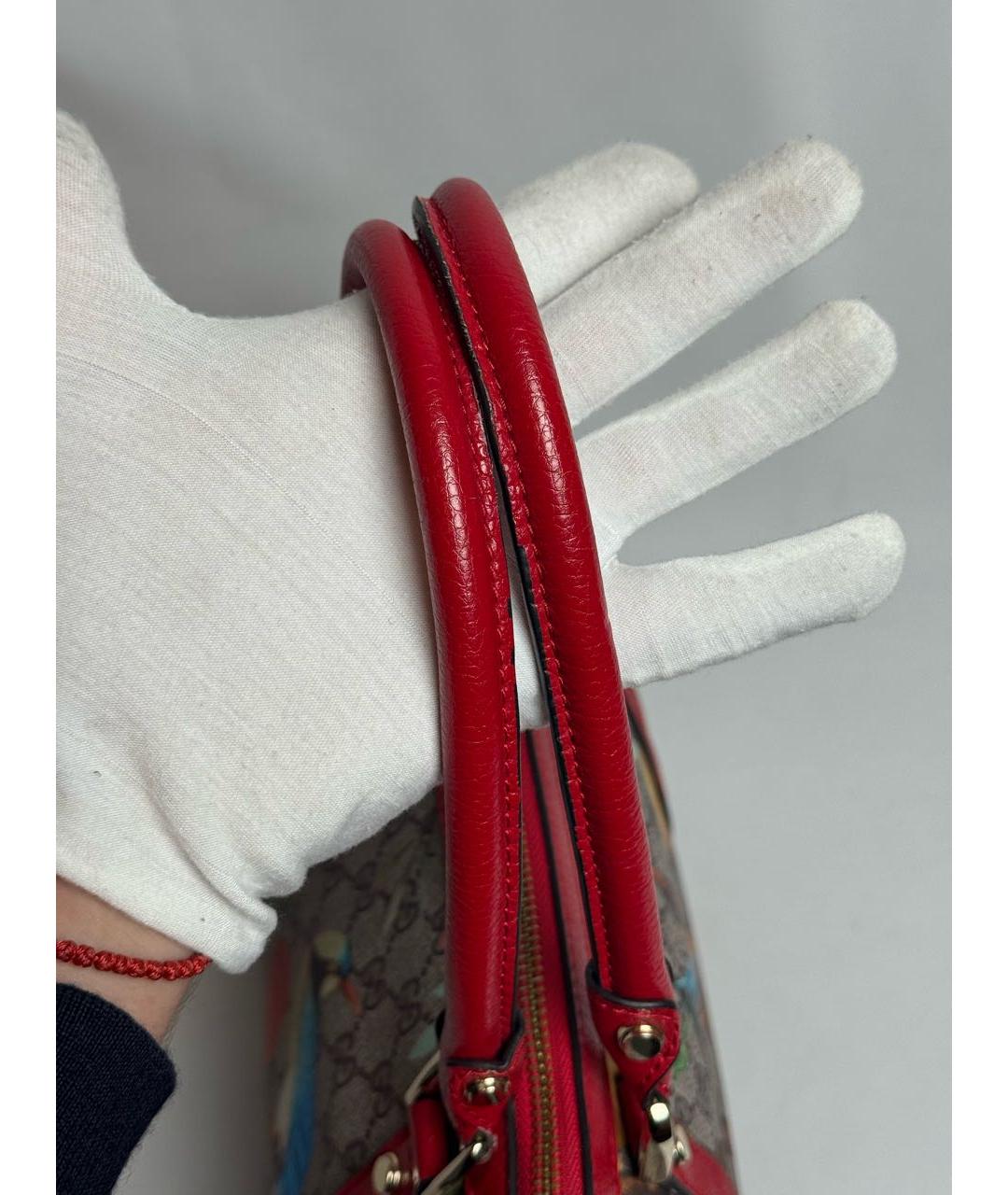 GUCCI Бежевая сумка с короткими ручками из канвы, фото 6