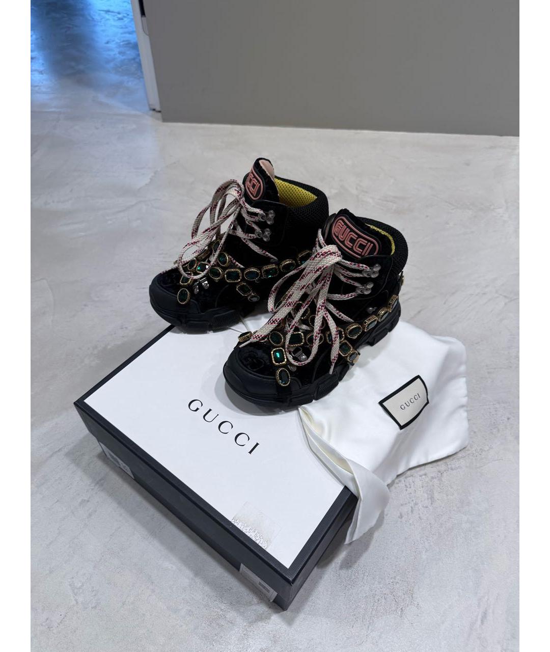 GUCCI Черные текстильные кроссовки, фото 2