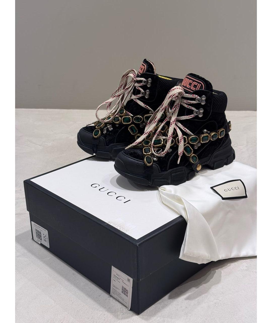 GUCCI Черные текстильные кроссовки, фото 5