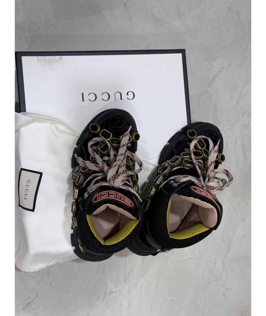 GUCCI Черные текстильные кроссовки, фото 3