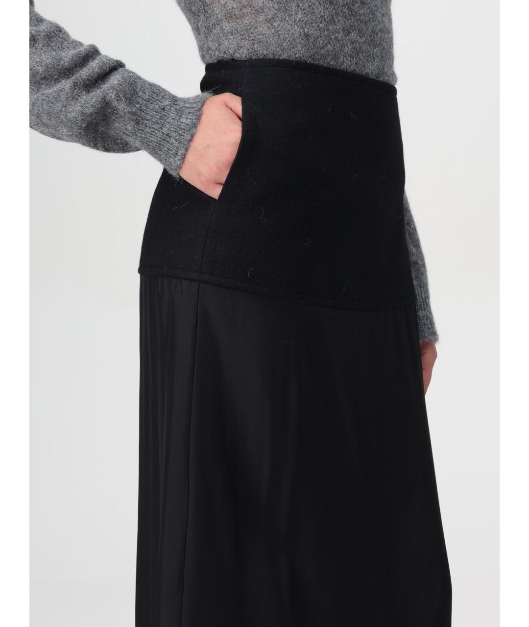 JIL SANDER Черная шерстяная юбка миди, фото 10