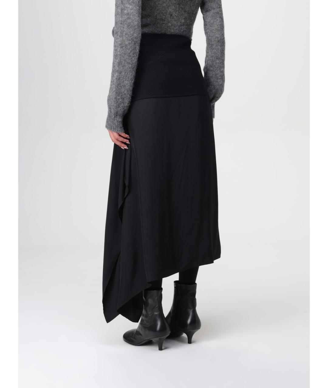JIL SANDER Черная шерстяная юбка миди, фото 2