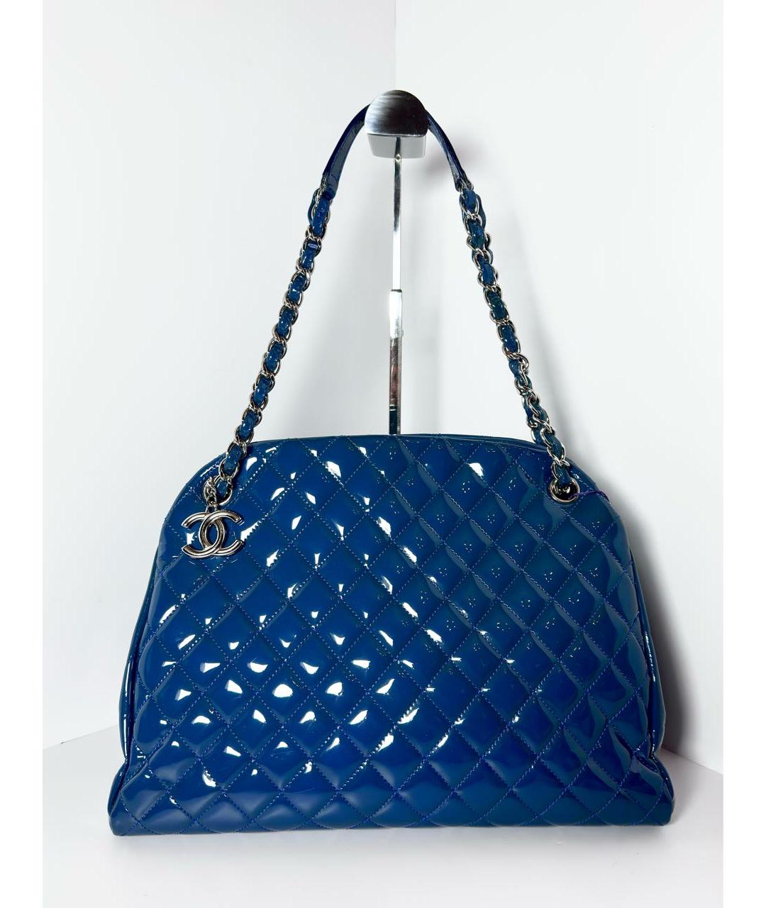 CHANEL Синяя сумка через плечо из лакированной кожи, фото 9