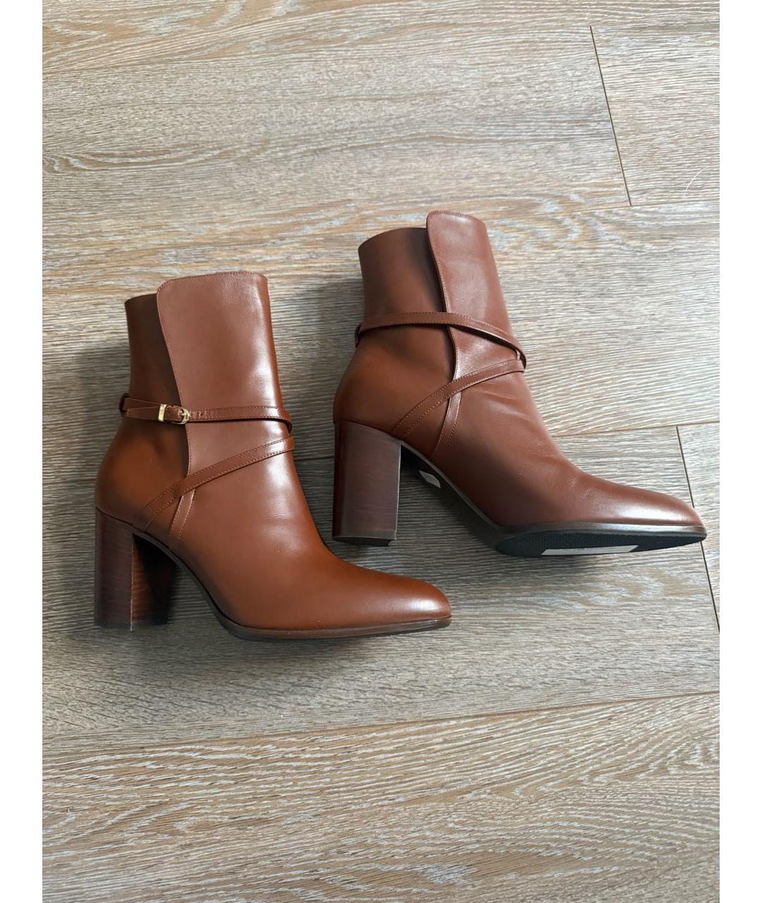 RALPH LAUREN Коричневые кожаные ботильоны, фото 2