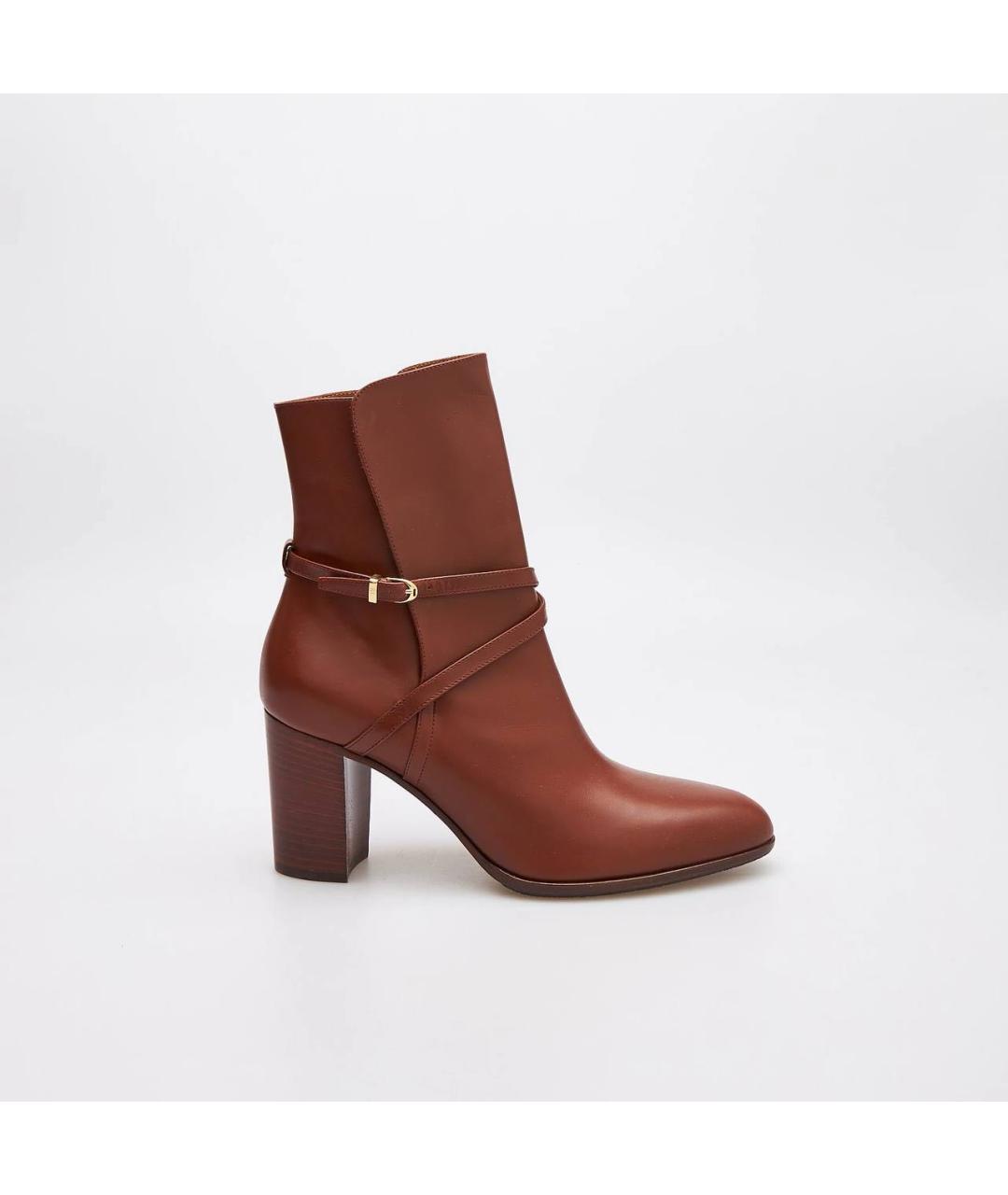 RALPH LAUREN Коричневые кожаные ботильоны, фото 5