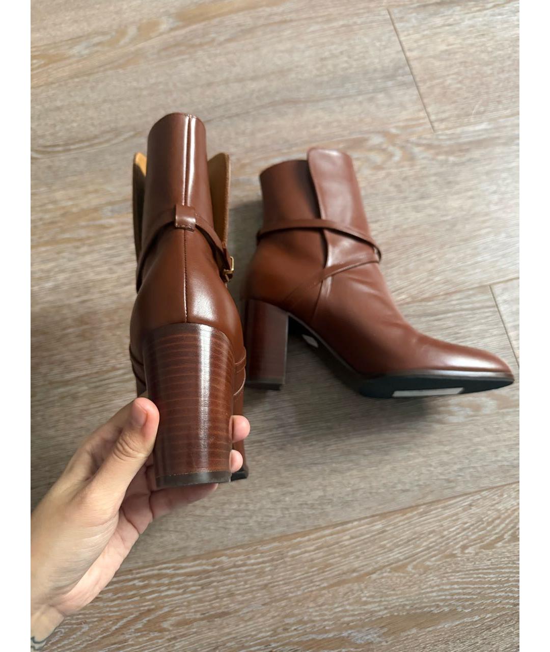 RALPH LAUREN Коричневые кожаные ботильоны, фото 3