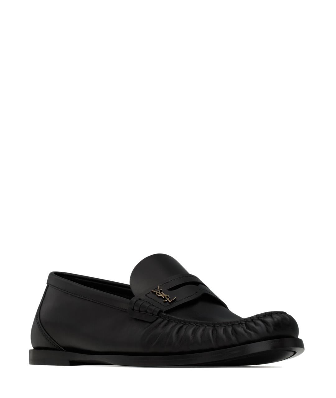 SAINT LAURENT Черные кожаные лоферы, фото 2