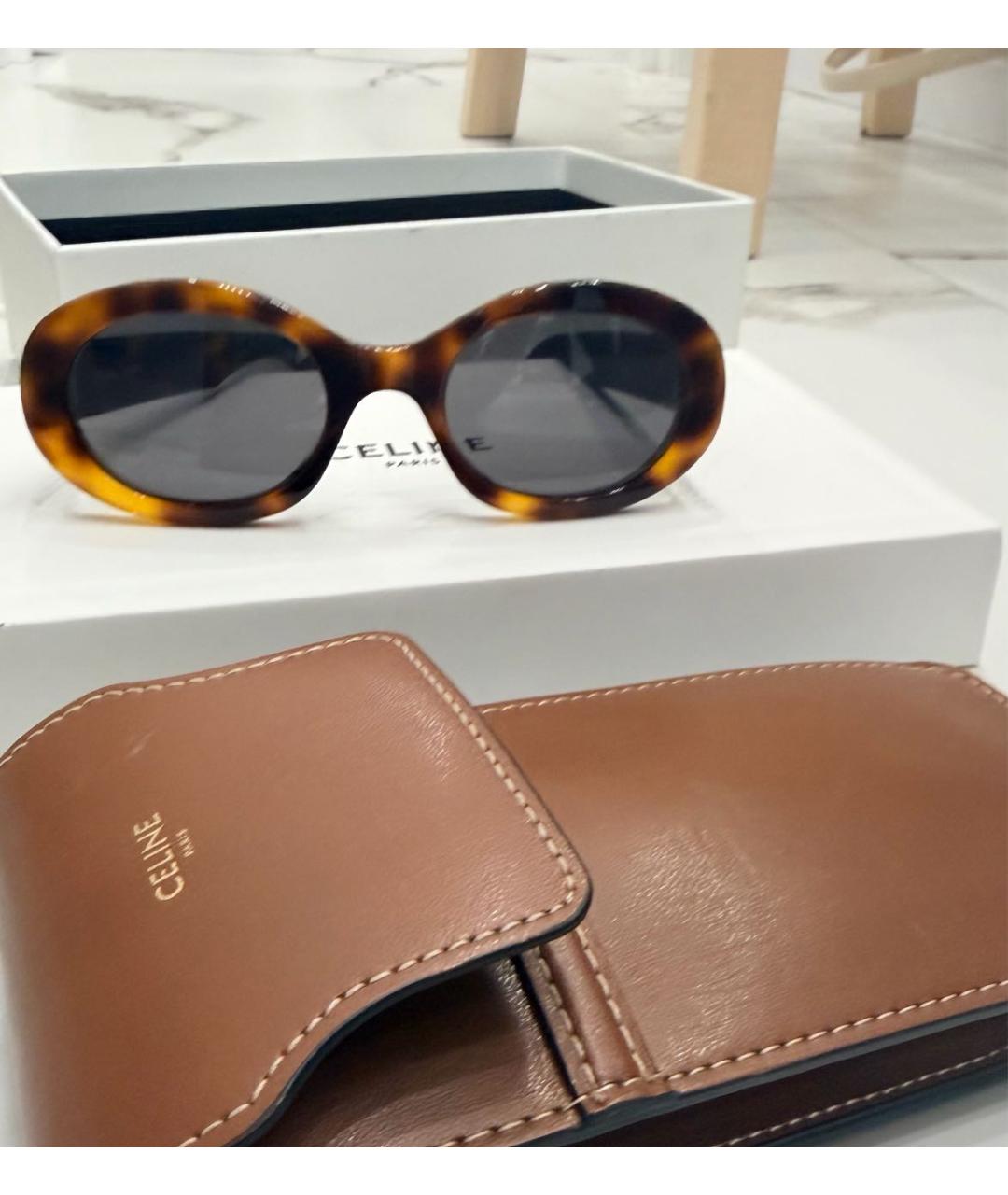 CELINE Коричневые пластиковые солнцезащитные очки, фото 3