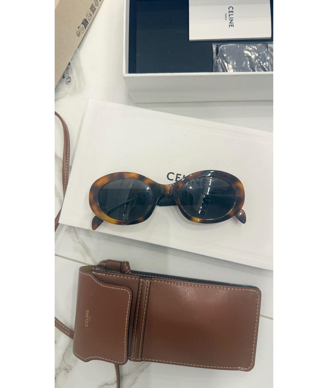 CELINE Коричневые пластиковые солнцезащитные очки, фото 5