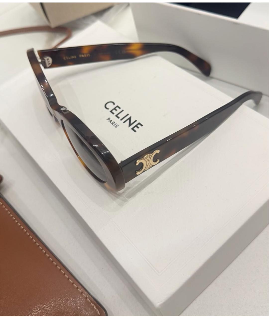 CELINE Коричневые пластиковые солнцезащитные очки, фото 2