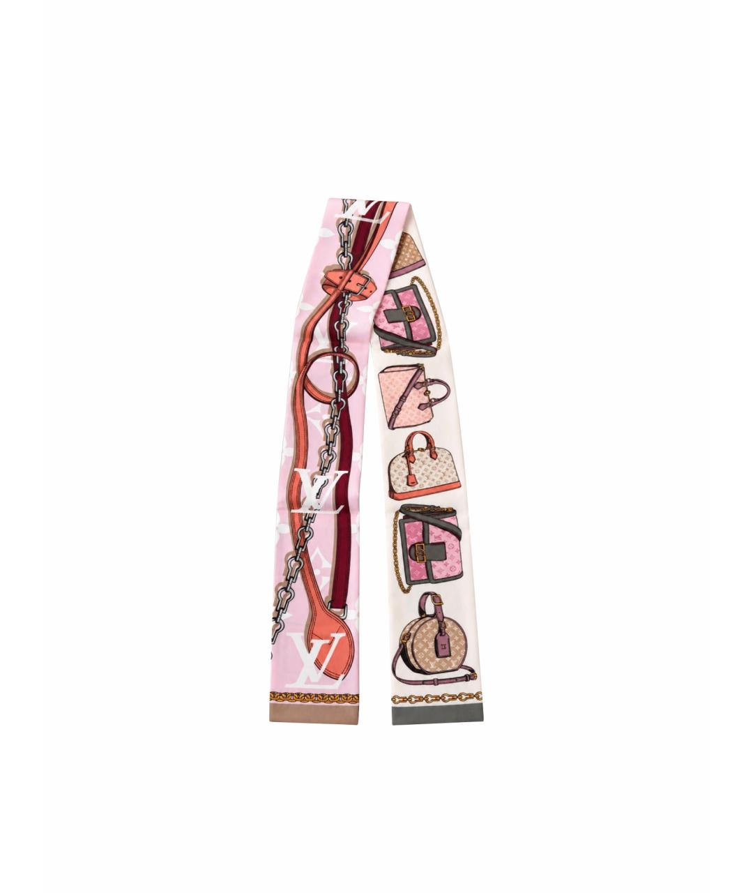 LOUIS VUITTON Розовый шелковый платок, фото 1