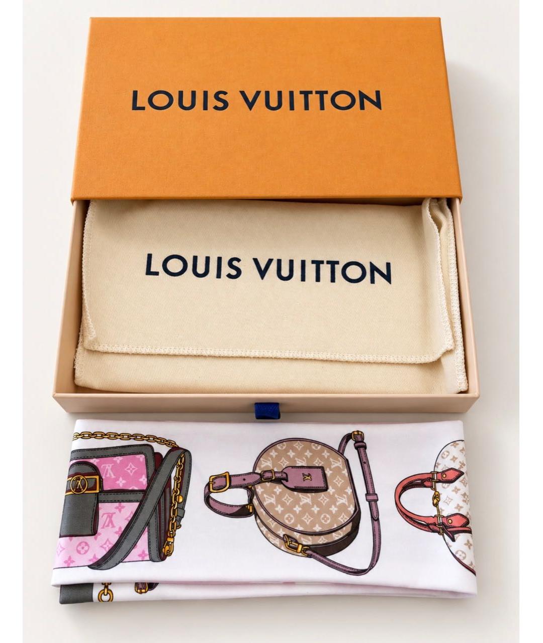 LOUIS VUITTON Розовый шелковый платок, фото 4