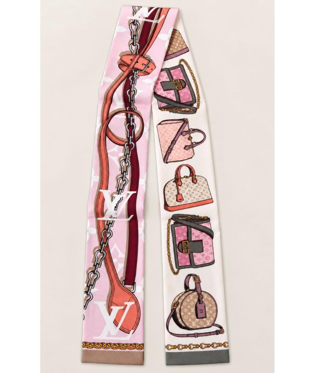 LOUIS VUITTON Розовый шелковый платок, фото 9